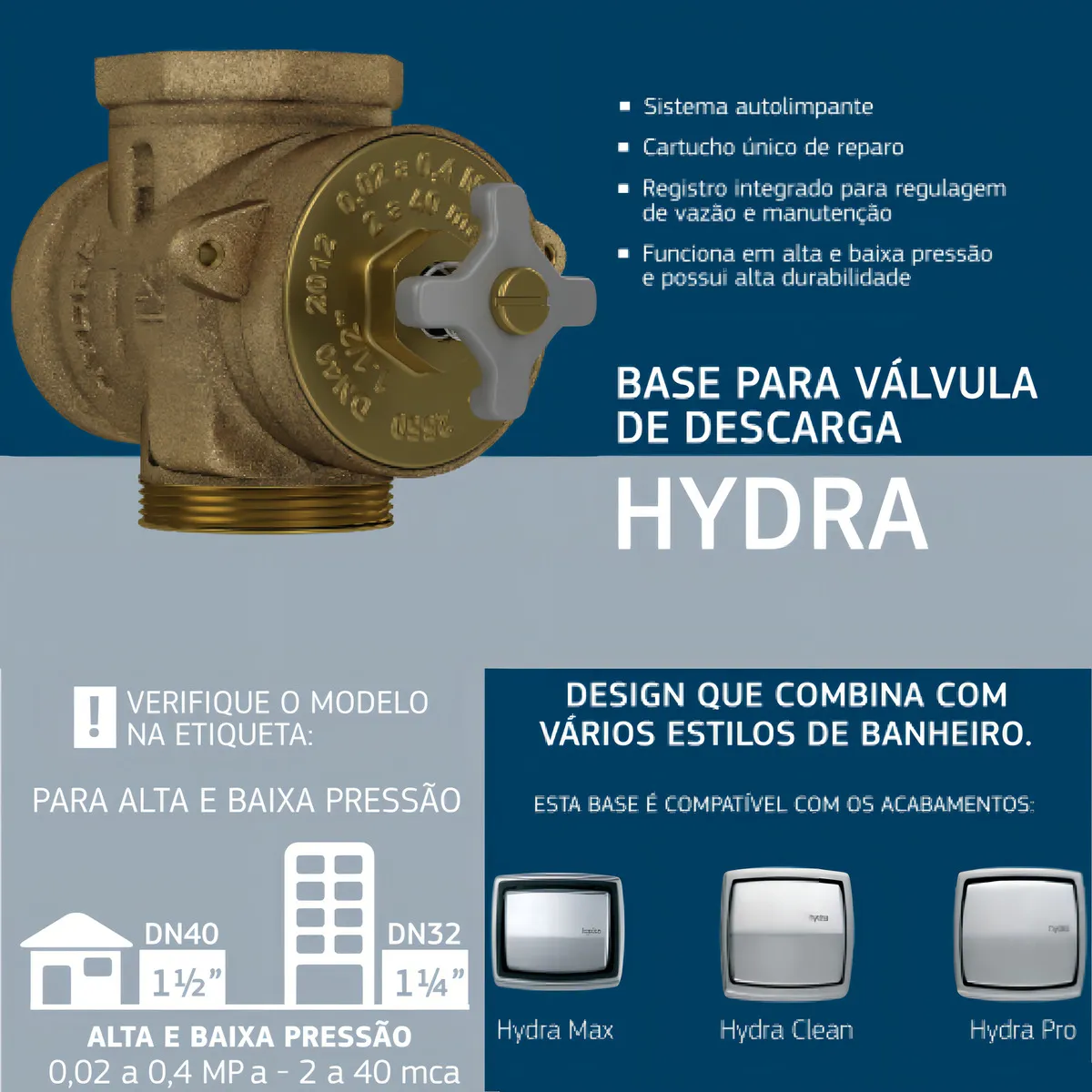 Base Válvula Descarga Hyda 4550 504 1.1/2 Deca